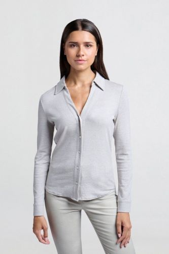 Yaya chemise Gris femmes (Chemise jersey gris moyen chiné - 209109 gris moyen) - Marine | Much more than shoes