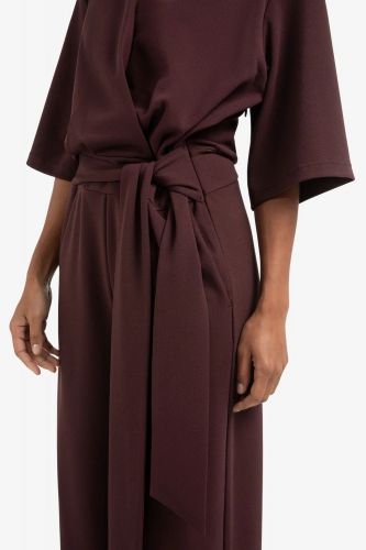 Combinaison en jersey à manches courtes et ceinture à nouer YAYA | Marine