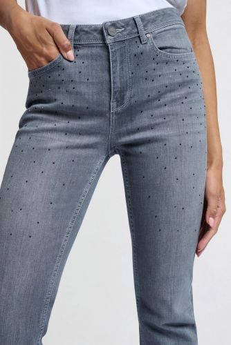 Jeans gris avec strass YAYA | Marine