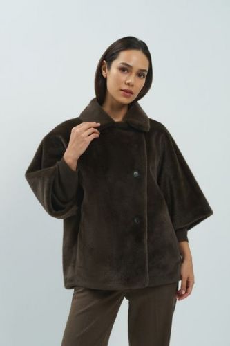 Yaya manteau Brun femmes (Fake fur reversible brun foncé - 009089 veste reversible délici) - Marine | Much more than shoes