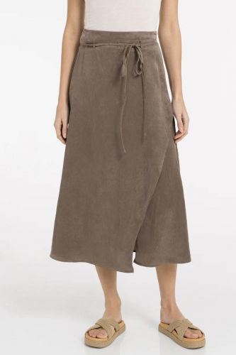 Jupe midi cache coeur brune YAYA | Marine