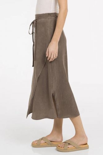 Jupe midi cache coeur brune YAYA | Marine