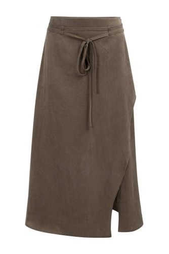 Jupe midi cache coeur brune YAYA | Marine