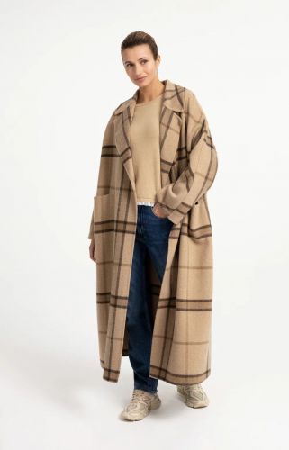 Manteau long à carreaux YAYA | Marine Auvelais 