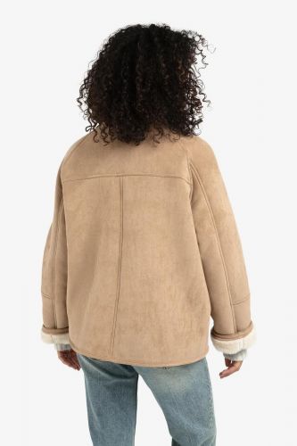 Manteau en peau lainée oversize avec manches raglan YAYA | Marine 