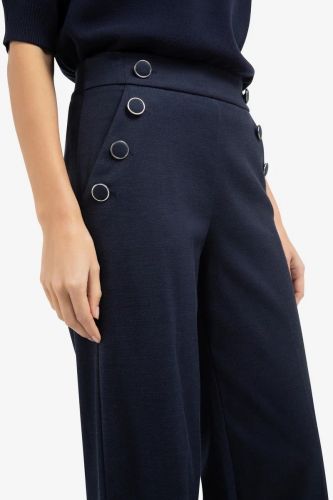 Yaya pantalon Bleu femmes (pantalon boutons avant - 301245 pantalon boutons marin ) - Marine | Much more than shoes
