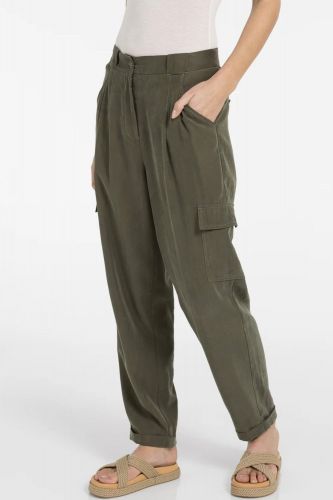 Yaya pantalon Kaki femmes (pantalon coton viscose - 301254 kaki loose) - Marine | Much more than shoes