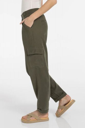 Yaya pantalon Kaki femmes (pantalon coton viscose - 301254 kaki loose) - Marine | Much more than shoes