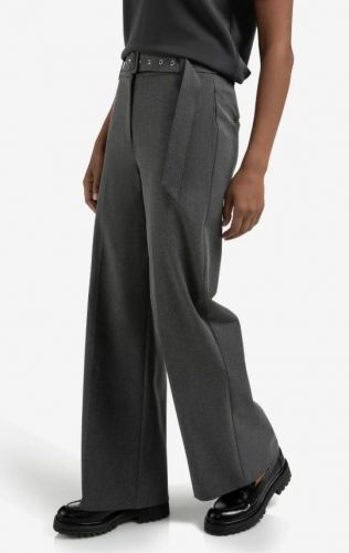 Pantalon de tailleur gris large avec ceinture YAYA