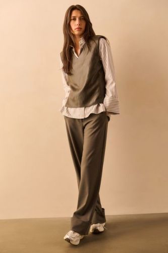 Pantalon doux et structuré avec de grands revers YAYA | Marine