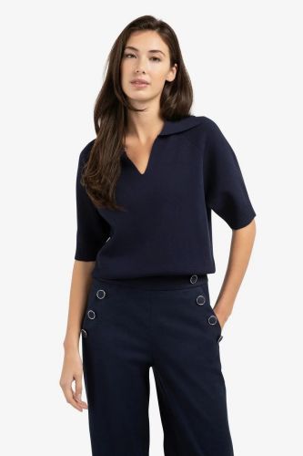 Yaya polo Bleu femmes (polo uni bleu marine - 000569 polo chic navy) - Marine | Much more than shoes
