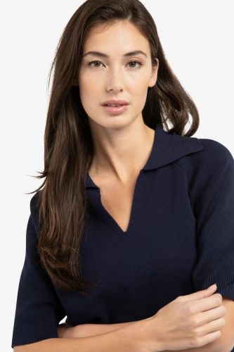 Yaya polo Bleu femmes (polo uni bleu marine - 000569 polo chic navy) - Marine | Much more than shoes