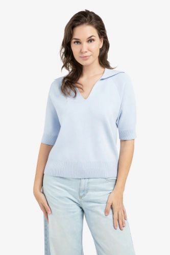 Yaya polo Ciel femmes (polo uni ciel - 000569 polo chic ciel) - Marine | Much more than shoes