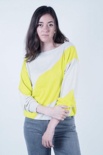 Pull à rayures beige et jaune YAYA | Marine