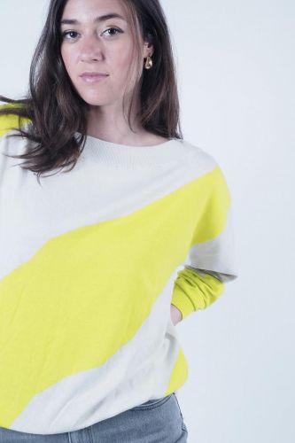 Pull à rayures beige et jaune YAYA | Marine