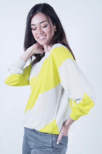 Pull à rayures beige et jaune YAYA | Marine