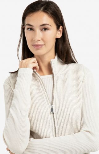 Yaya cardigan Beige femmes (Pull sans manche zippée devant - 010142 beige mélangé) - Marine | Much more than shoes