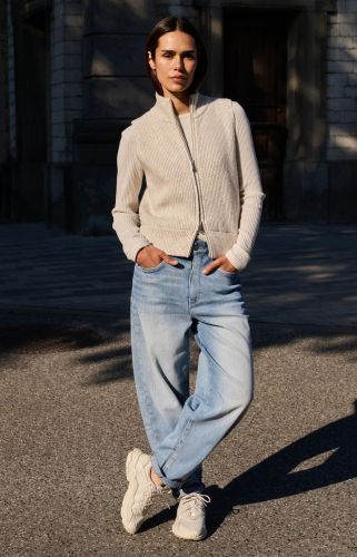 Yaya cardigan Beige femmes (Pull sans manche zippée devant - 010142 beige mélangé) - Marine | Much more than shoes