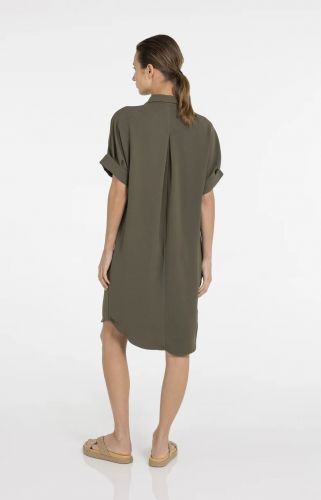 Yaya robe Kaki femmes (robe col V kaki foncé - 601218 loose 100% polyester) - Marine | Much more than shoes