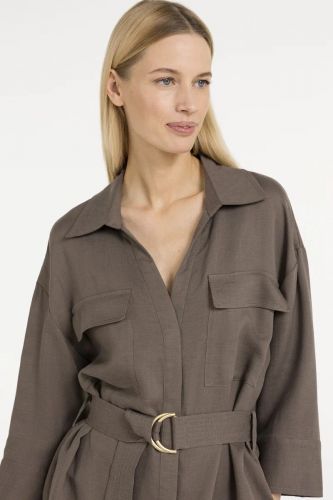 Robe ceinturée chocolat YAYA | Marine