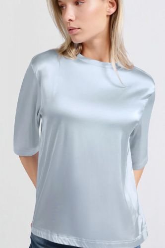 T-shirt en satin bleu ciel YAYA | Marine