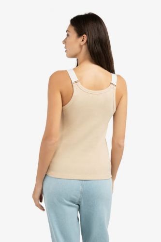 Yaya top Camel femmes (tank top + bretelles élastique - 729050 tank top bretelle camel) - Marine | Much more than shoes