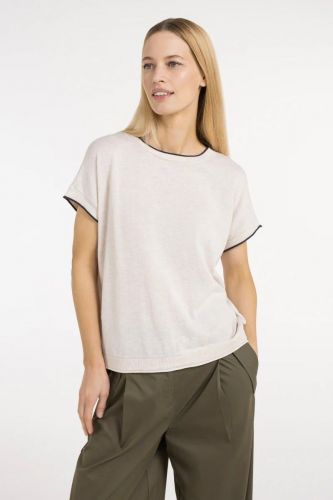 T-shirt crème et bords noirs YAYA | Marine
