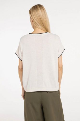 T-shirt crème et bords noirs YAYA | Marine