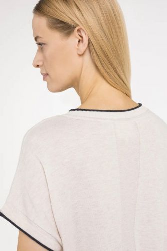 T-shirt crème et bords noirs YAYA | Marine