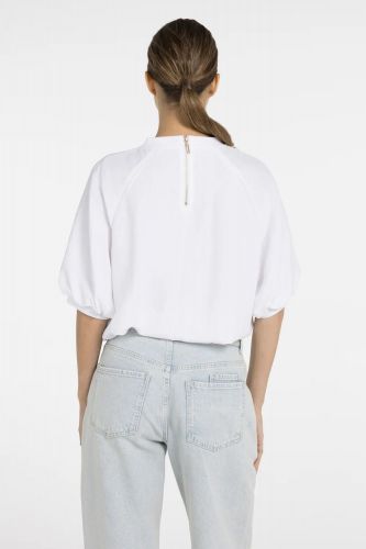 Yaya tee-Shirt Blanc femmes (tshirt blanc balloon - 701366 coton viscose) - Marine | Much more than shoes