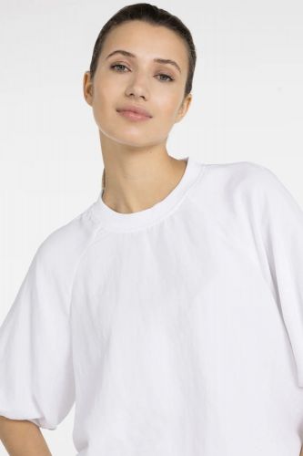 Yaya tee-Shirt Blanc femmes (tshirt blanc balloon - 701366 coton viscose) - Marine | Much more than shoes