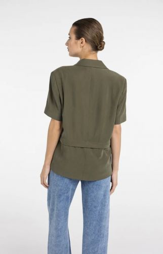 Yaya veste Kaki femmes (veste 2 en 1 kaki coton viscose zip - 501083 kaki souple) - Marine | Much more than shoes