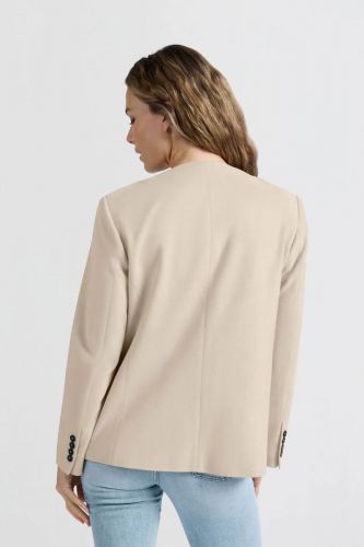 Blazer sans col en suédine beige YAYA | Marine