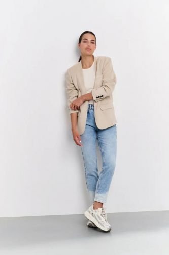 Blazer sans col en suédine beige YAYA | Marine