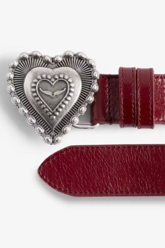 Ceinture en cuir verni rouge à effet froissé ZADIG & VOLTAIRE | Marine