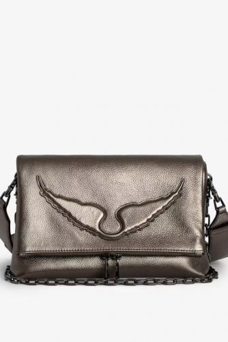 Zadig & Voltaire Accessoires sac Bronze femmes (grand sac métal embossé gun dim:27 x 16  - ROCKY wings Metallic bronze) - Marine | Much more than shoes