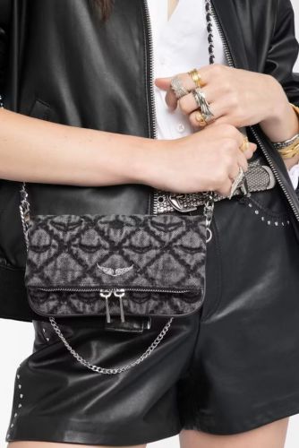 Zadig & Voltaire Accessoires sac Noir femmes (Petit sac denim coton monogramme - ROCK NANO monogram) - Marine | Much more than shoes