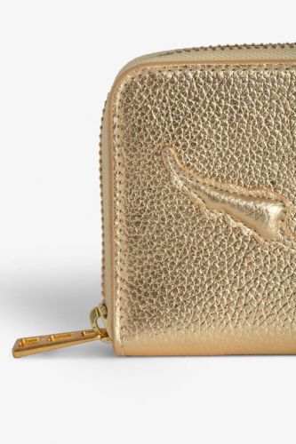 Mini porte-monnaie en cuir grainé métallisé doré ZADIG & VOLTAIRE | Marine