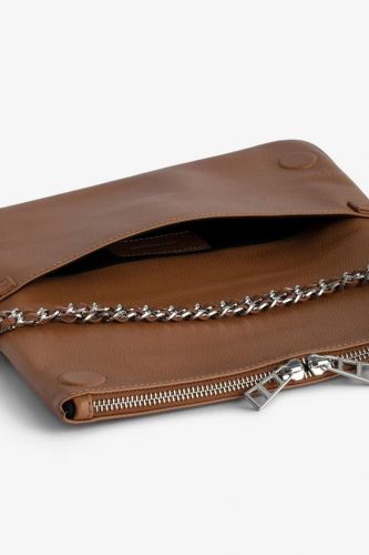 Pochette Rock en cuir grainé marron ZADIG & VOLTAIRE | Marine