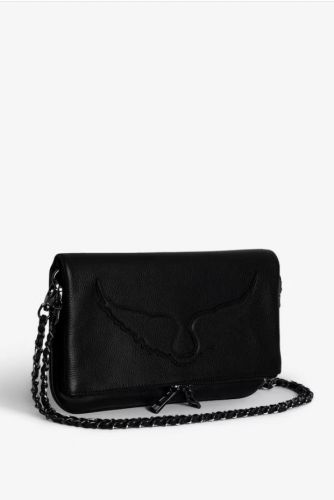 Zadig & Voltaire Accessoires Sac pochette Noir femmes (Pochette iconic cuir noir embossé  - ROCK wings noir cuir) - Marine | Much more than shoes