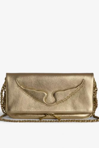 Pochette Rock en cuir grainé métallisé doré ZADIG & VOLTAIRE | Marine