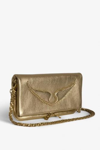 Pochette Rock en cuir grainé métallisé doré ZADIG & VOLTAIRE | Marine