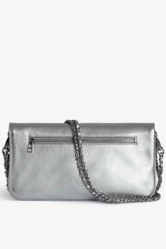 Pochette Rock en cuir grainé métallisé argenté ZADIG & VOLTAIRE | Marine