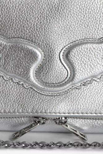 Pochette Rock en cuir grainé métallisé argenté ZADIG & VOLTAIRE | Marine