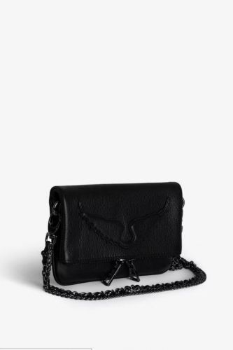 Zadig & Voltaire Accessoires Sac pochette Noir femmes (Pochette mini cuir noir embossé dim:17.5 - NANO ROCK wings embosé cuir no) - Marine | Much more than shoes