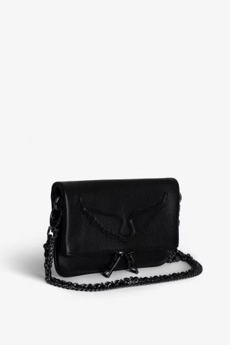 Mini pochette en cuir grainé noir ZADIG & VOLTAIRE | Marine