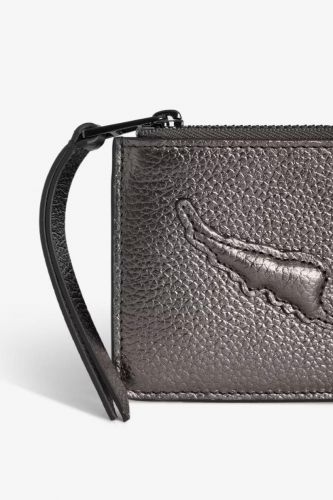 Porte-cartes en cuir grainé métallisé bronze ZADIG & VOLTAIRE | Marine