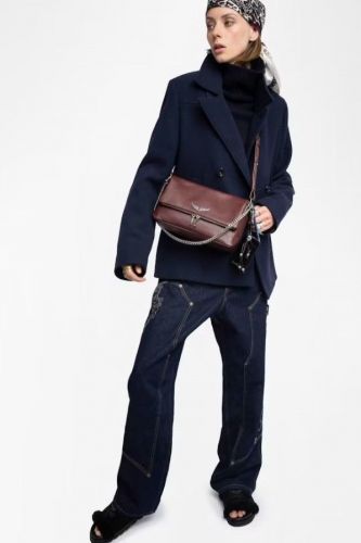 Sac en cuir grainé bordeaux ZADIG & VOLTAIRE | Marine