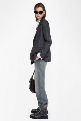 Blazer gris structuré à rayures scintillantes ZADIG&VOLTAIRE | Marine