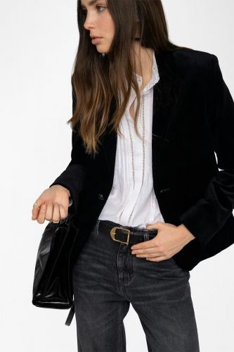 Blazer structuré en velours lisse avec fermeture boutonnée ZADIG & VOLTAIRE | Marine